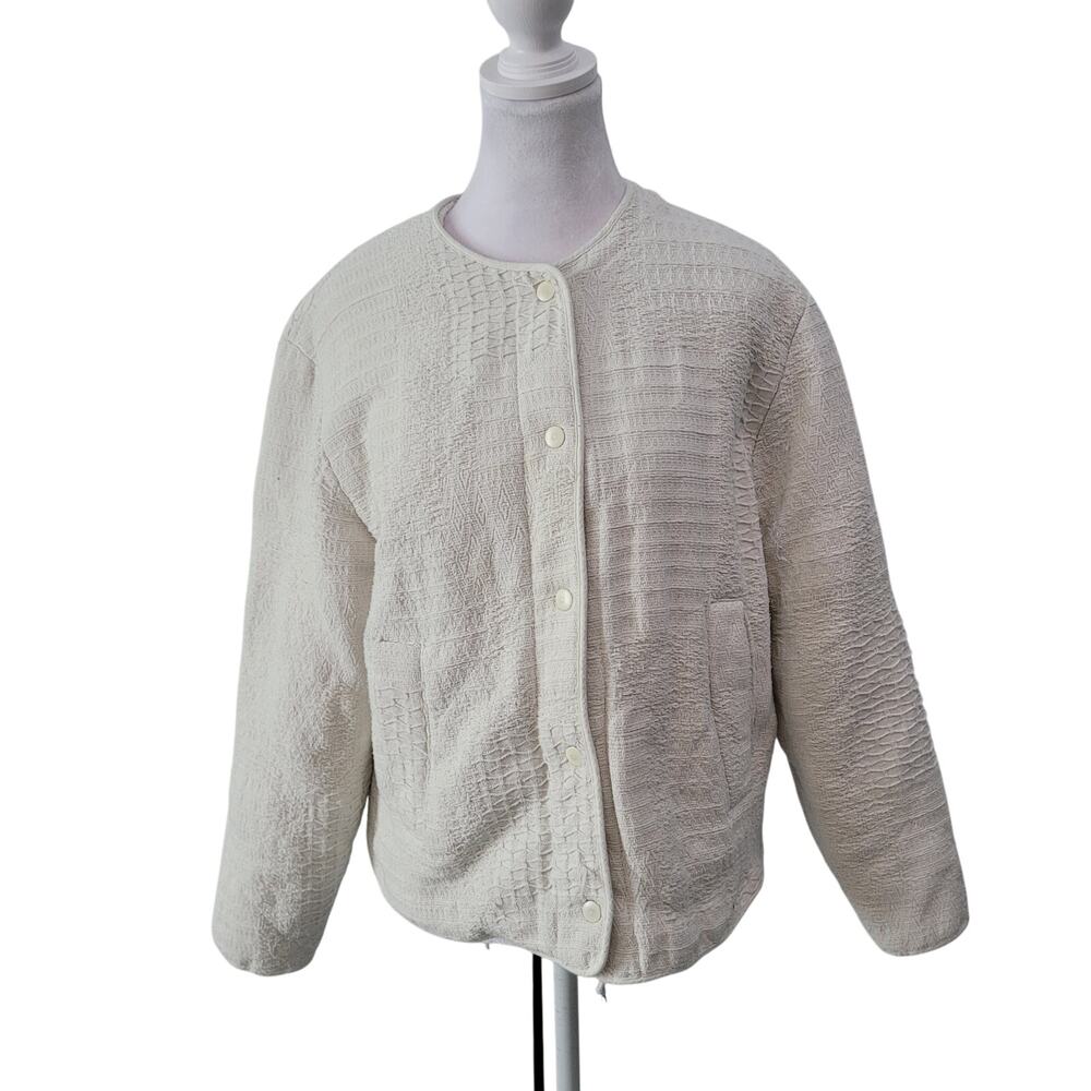 Zara Size S‎ Textured Button Close Blazer Modern Boxy Fit Neutrals Minimalist